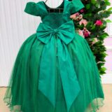 Vestido Longo Infantil Heloísa Marie Verde Bandeira Tule