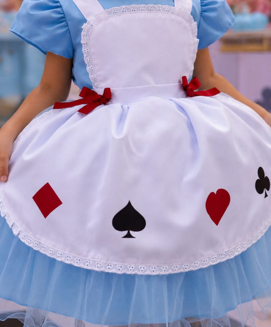 Vestido Infantil Temático Mundo Encantado Menina Bonita Azul