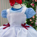 Vestido Infantil Temático Mundo Encantado Menina Bonita Azul