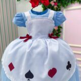 Vestido Infantil Temático Mundo Encantado Menina Bonita Azul