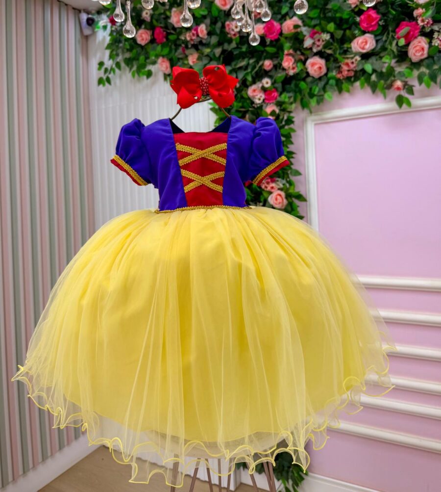 Vestido Infantil Temático Princesa Maçã Menina Bonita
