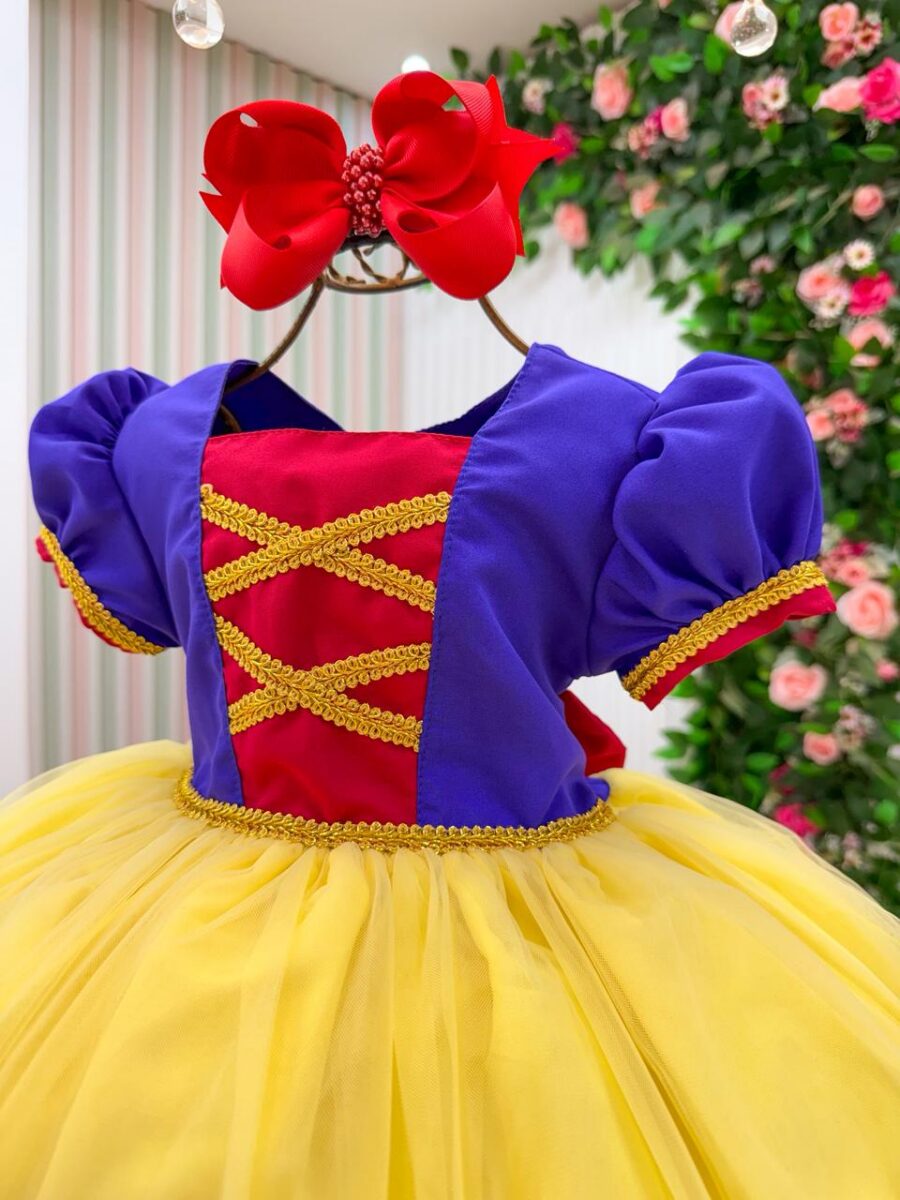 Vestido Infantil Temático Princesa Maçã Menina Bonita