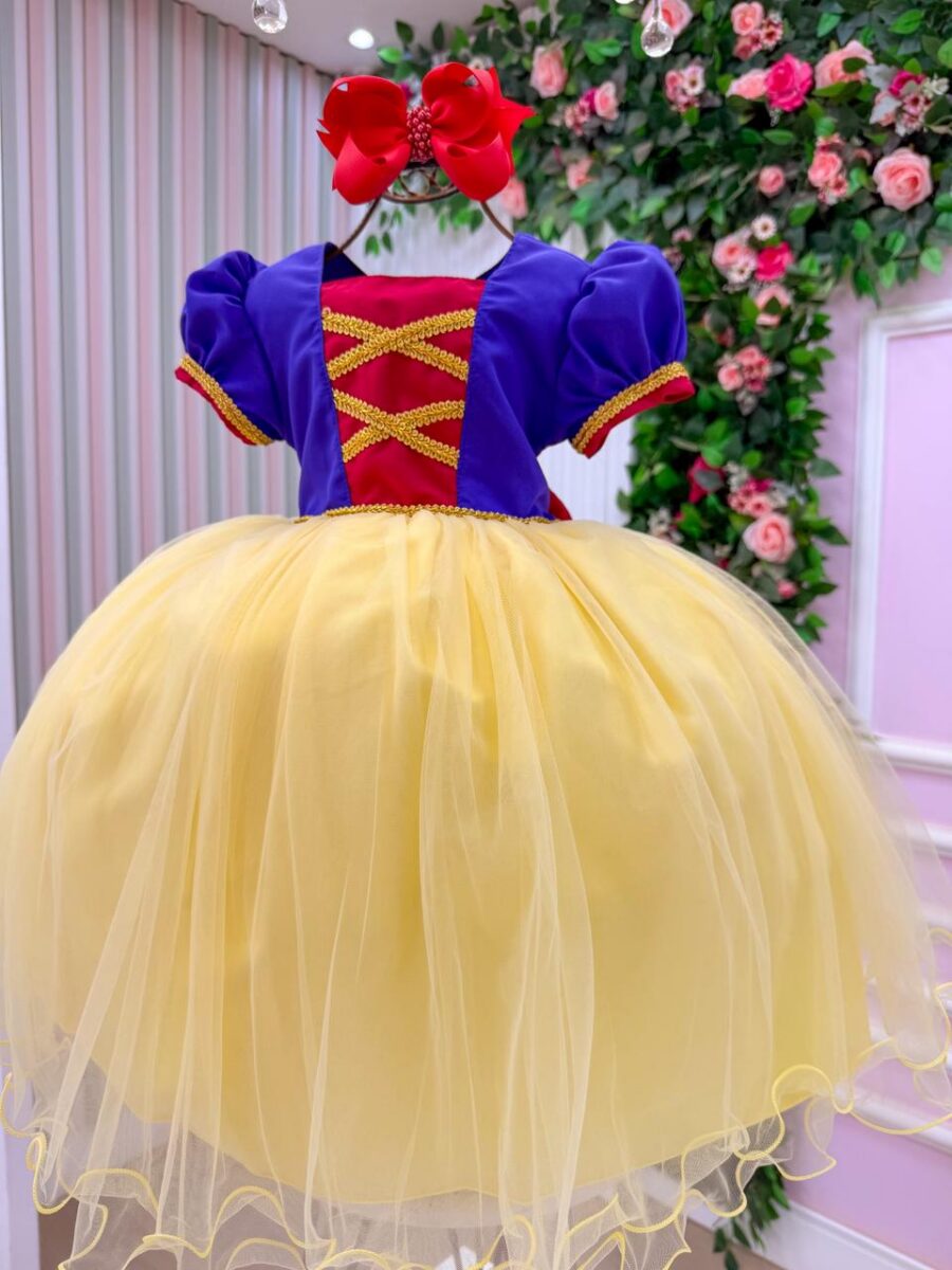 Vestido Infantil Temático Princesa Maçã Menina Bonita