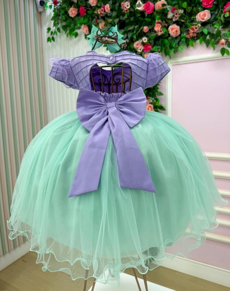 Vestido Infantil Temático Sereia Menina Bonita Fundo do Mar