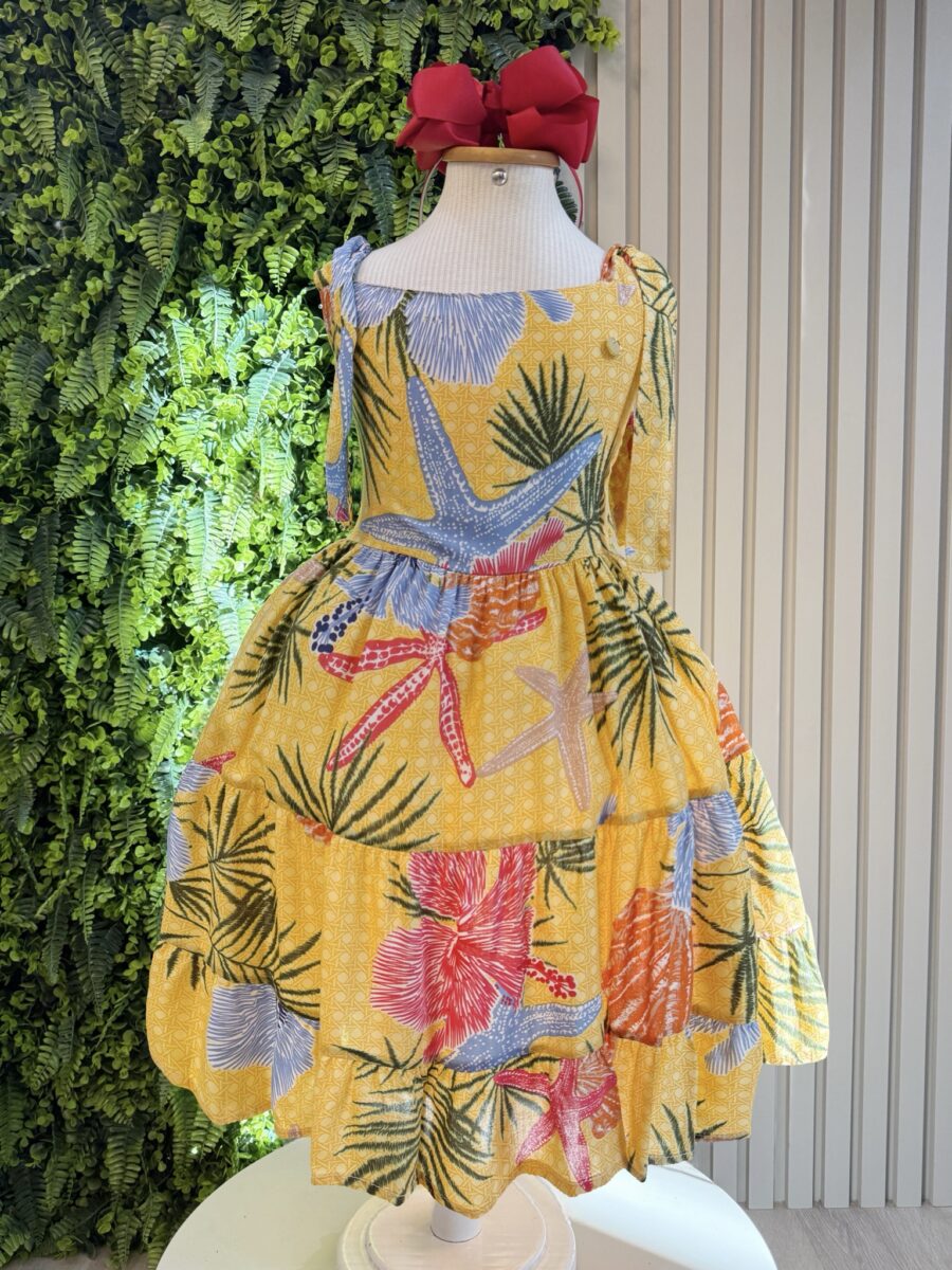 Vestido Infantil Casual Primavera Amarelo Florido