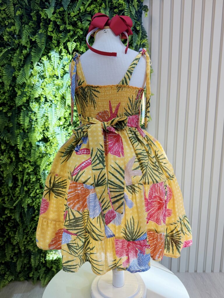 Vestido Infantil Casual Primavera Amarelo Florido