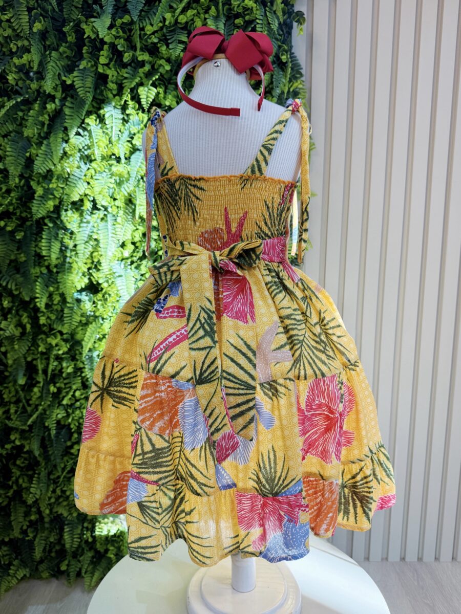 Vestido Infantil Casual Primavera Amarelo Florido