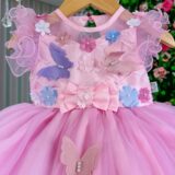Vestido Infantil Jardim Encantado Marie Rosa com Laço