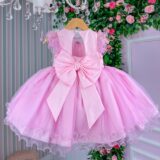 Vestido Infantil Jardim Encantado Marie Rosa com Laço
