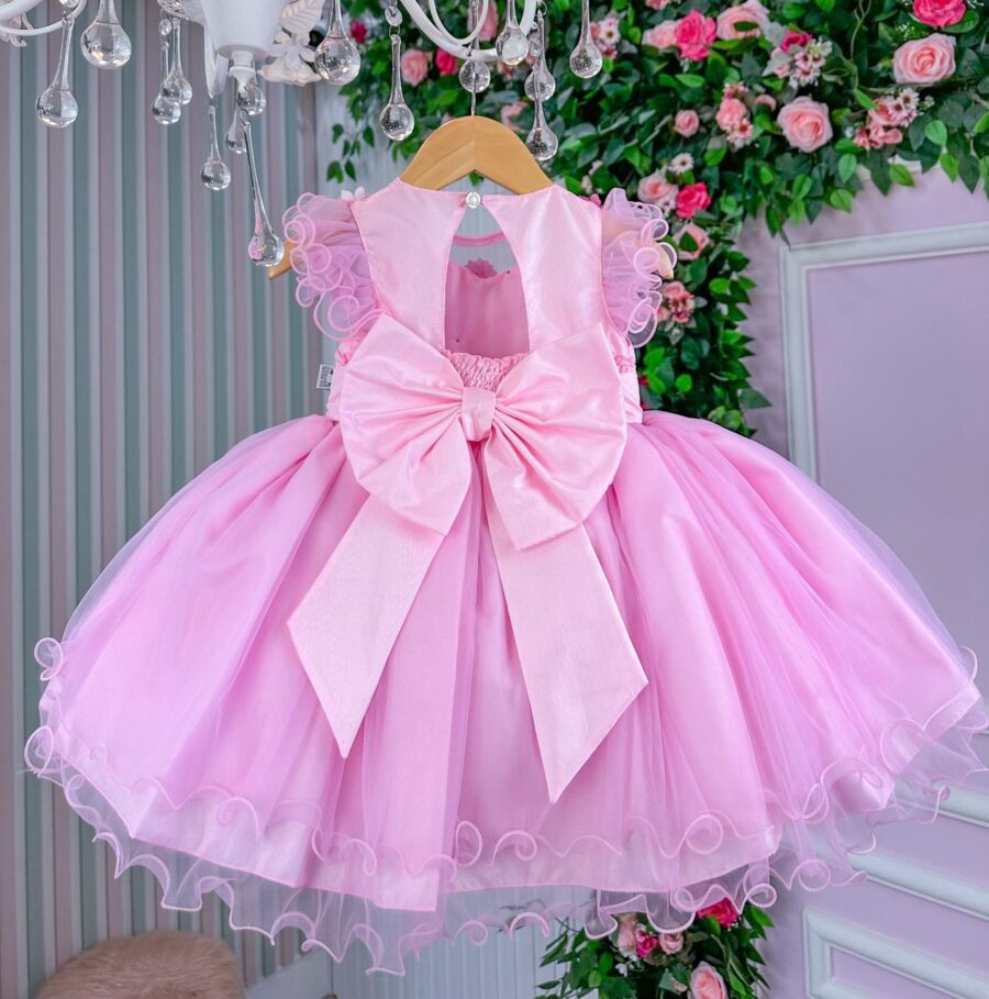 Vestido Infantil Jardim Encantado Marie Rosa com Laço