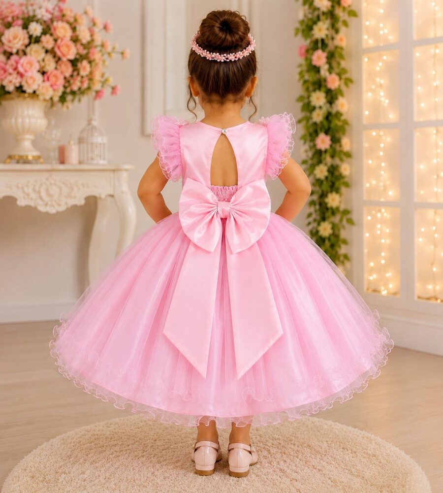 Vestido Infantil Jardim Encantado Marie Rosa com Laço