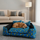Cama Pet Onix Impermeável Extra Grande Dino Azul