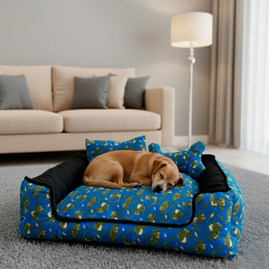 Cama Pet Onix Impermeável Extra Grande Dino Azul