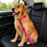 Conjunto Cinto de Segurança e Coleira Pet Simples Pink