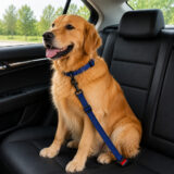 Conjunto Cinto de Segurança e Coleira Pet Simples Azul
