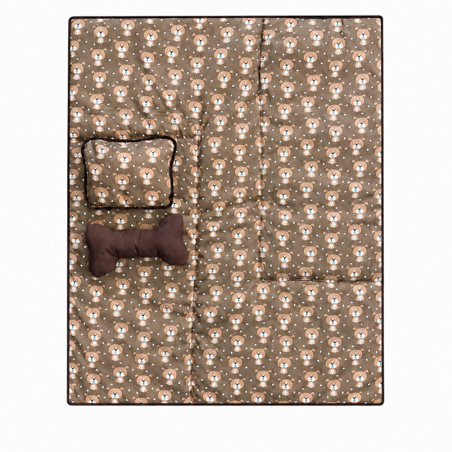 Edredom Pet Lexie Dupla Face Estampado 3 Peças Avelã