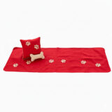 Kit Peseira Pet Impermeável Cama Casal 4 Peças Vermelha