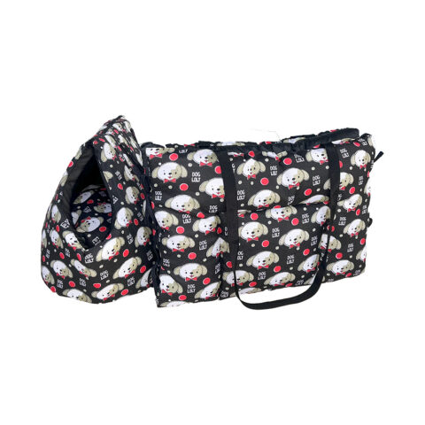 Kit Transporte Bolsa e Colchonete Pet Impermeável Pop Preto