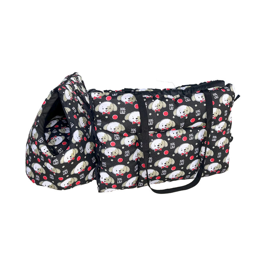 Kit Transporte Bolsa e Colchonete Pet Impermeável Pop Preto