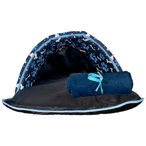 Kit Saco de Dormir Pet Impermeável Téo 02 pçs Cor:Azul com manta azul