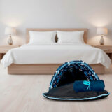 Kit Saco de Dormir Pet Impermeável Téo 2 Peças Azul e Manta
