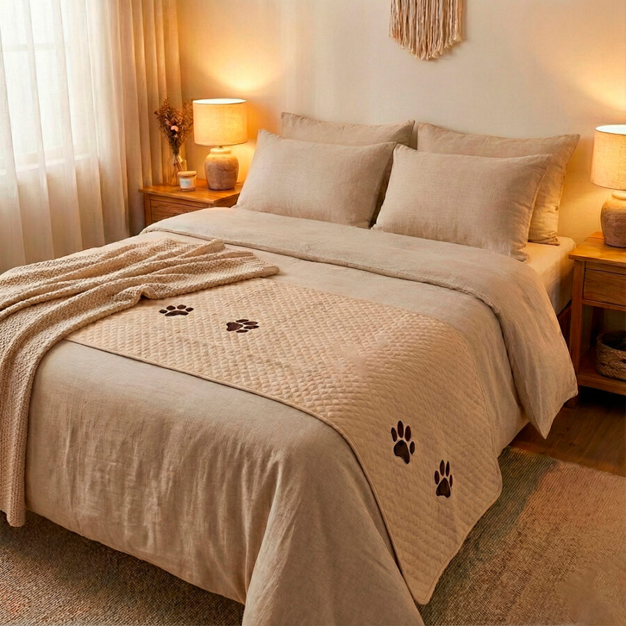 Peseira Pet Impermeável Cama Casal Padrão Avelã
