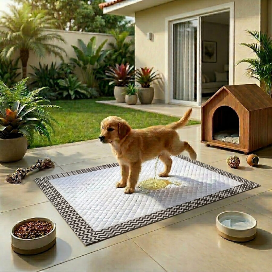 Tapete Higiênico Impermeável para Pet Pequeno Branco e Preto