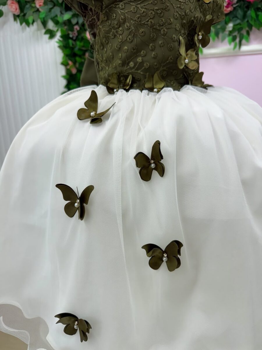 Vestido Midi Juvenil Vila Lele Sabrina Verde Militar e Off
