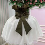 Vestido Midi Juvenil Vila Lele Sabrina Verde Militar e Off