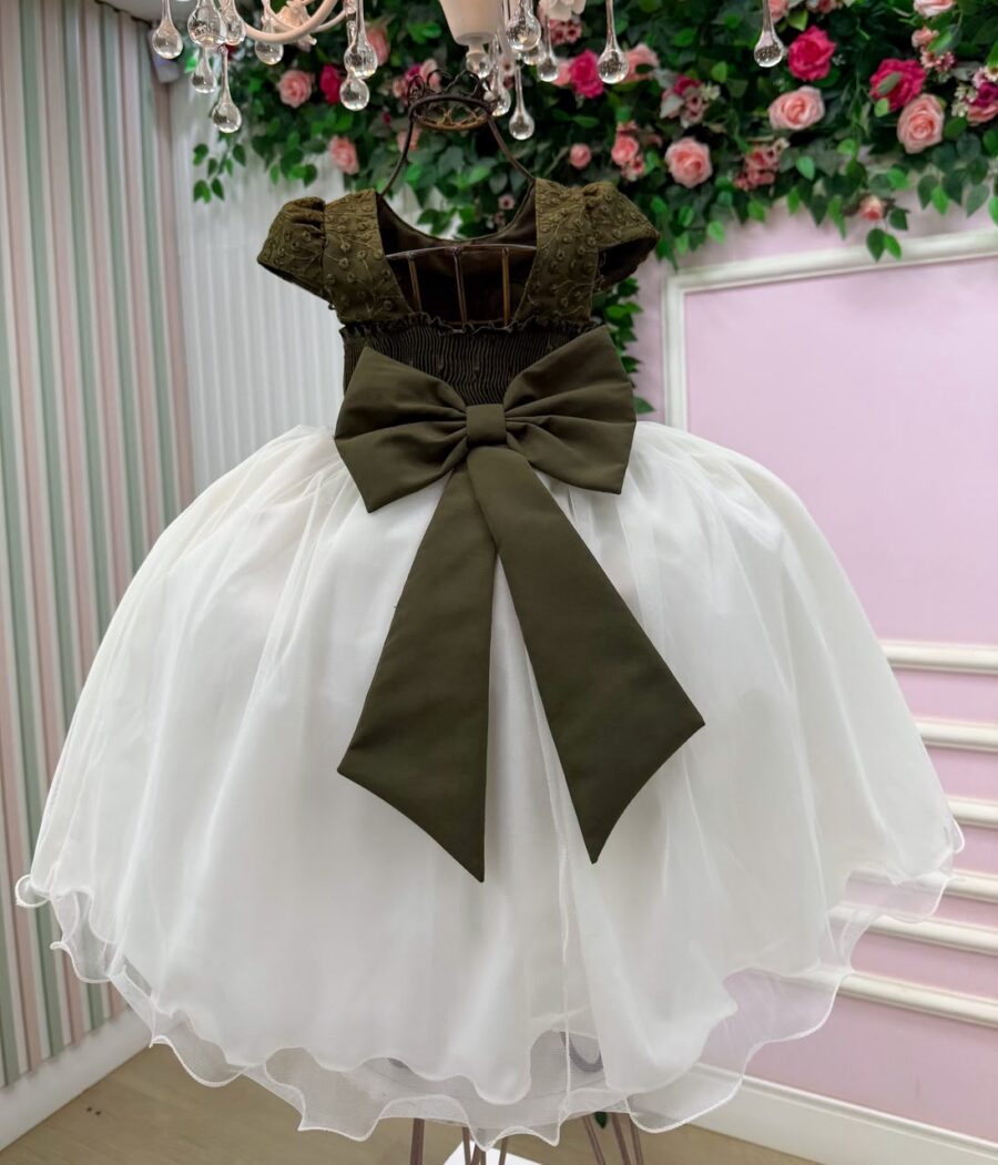 Vestido Midi Juvenil Vila Lele Sabrina Verde Militar e Off
