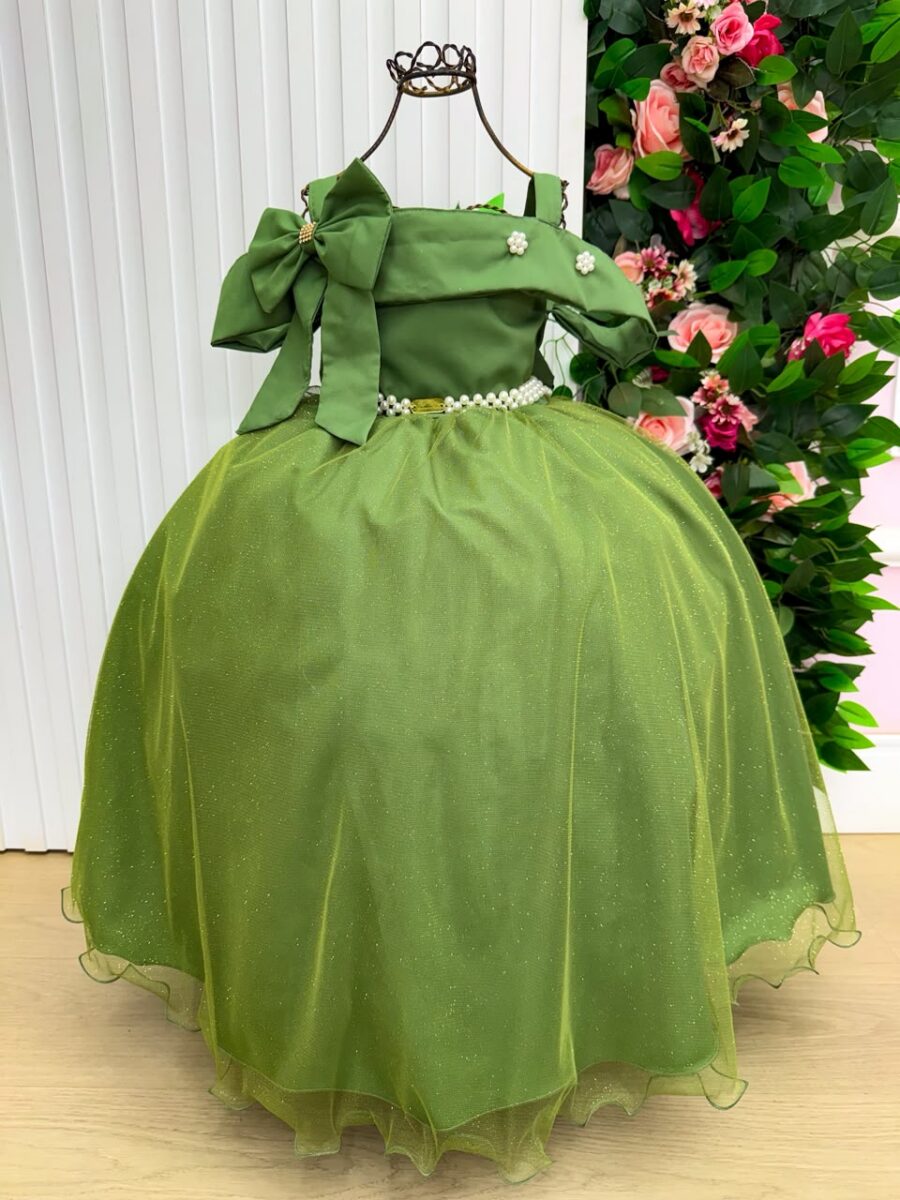 Vestido Infantil Longo Banana Club Doce Elegância Militar