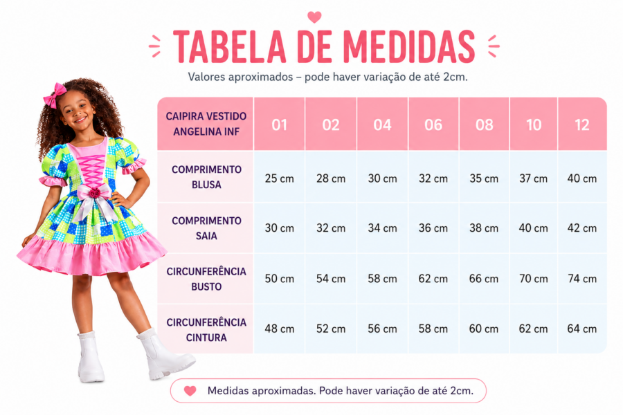 Vestido Caipira Infantil Alícia Poá Rosa Festa Junina