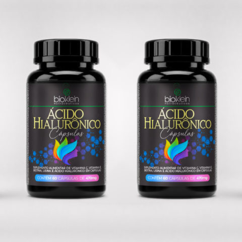 Kit 2 Ácido Hialurônico Biotina Vitaminas C e E 60 Cápsulas