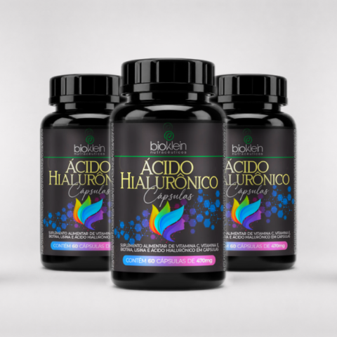 Kit 3 Ácido Hialurônico Biotina Vitaminas C e E 60 Cápsulas