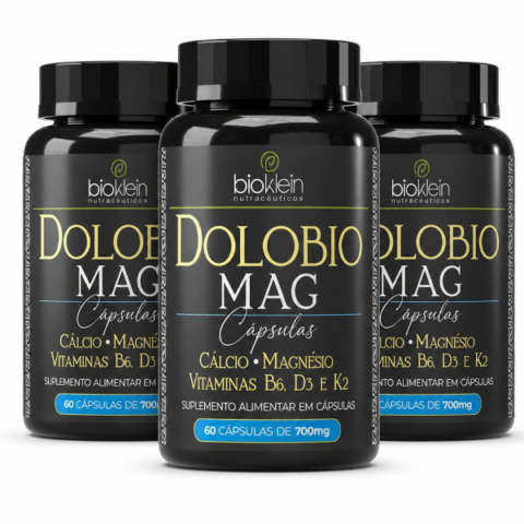 Kit 3 Dolobio Mag Cálcio Magnésio D3 K2 B6 60 Cápsulas