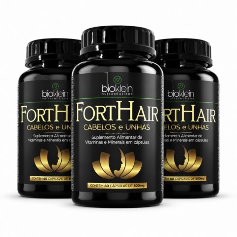 Kit 3 FortHair Suplemento Cabelo e Unhas 60 Cápsulas 500mg
