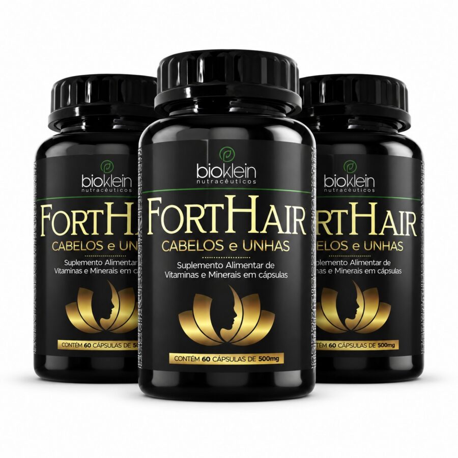 Kit 3 FortHair Suplemento Cabelo e Unhas 60 Cápsulas 500mg