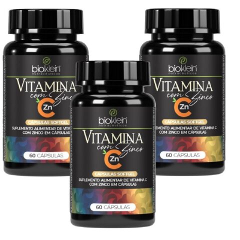 Kit 3 Vitamina C com Zinco 60 Cápsulas Softgel