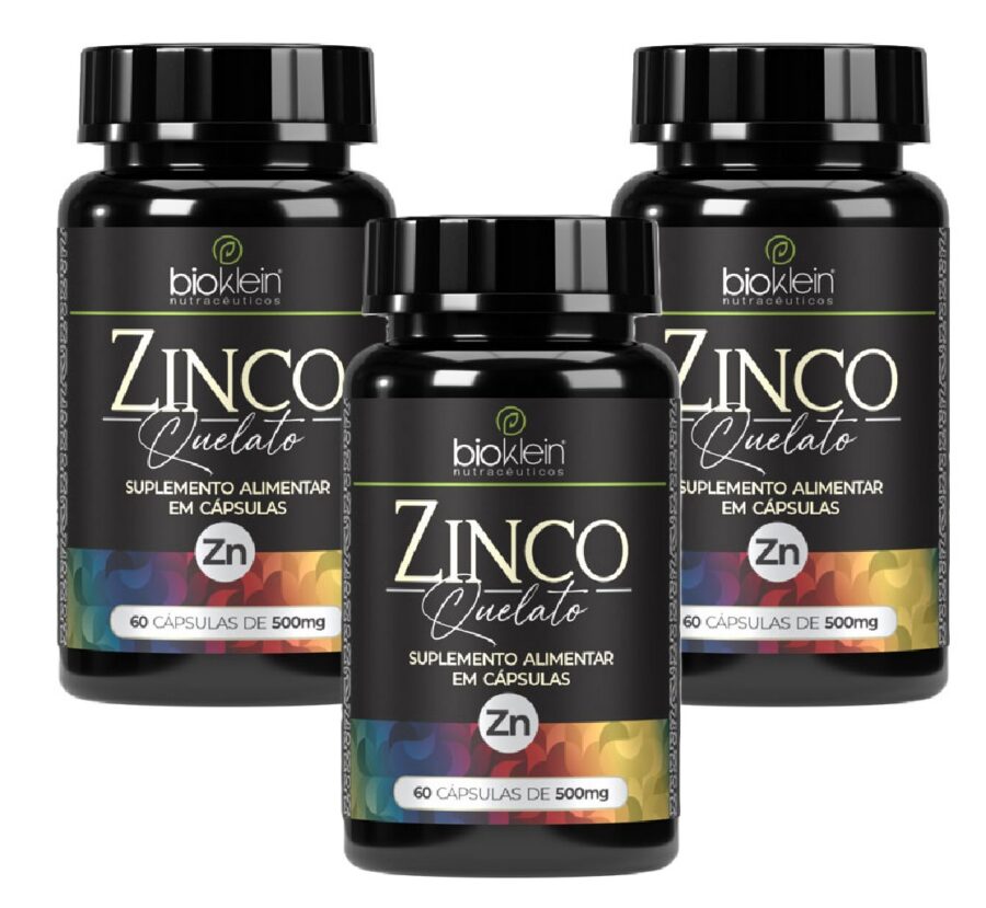 Kit 3 Zinco Quelato 500mg 60 Cápsulas