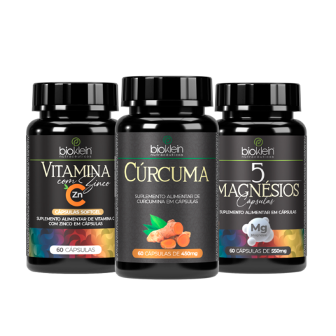 Kit Cúrcuma Vitamina C com Zinco e 5 Magnésios