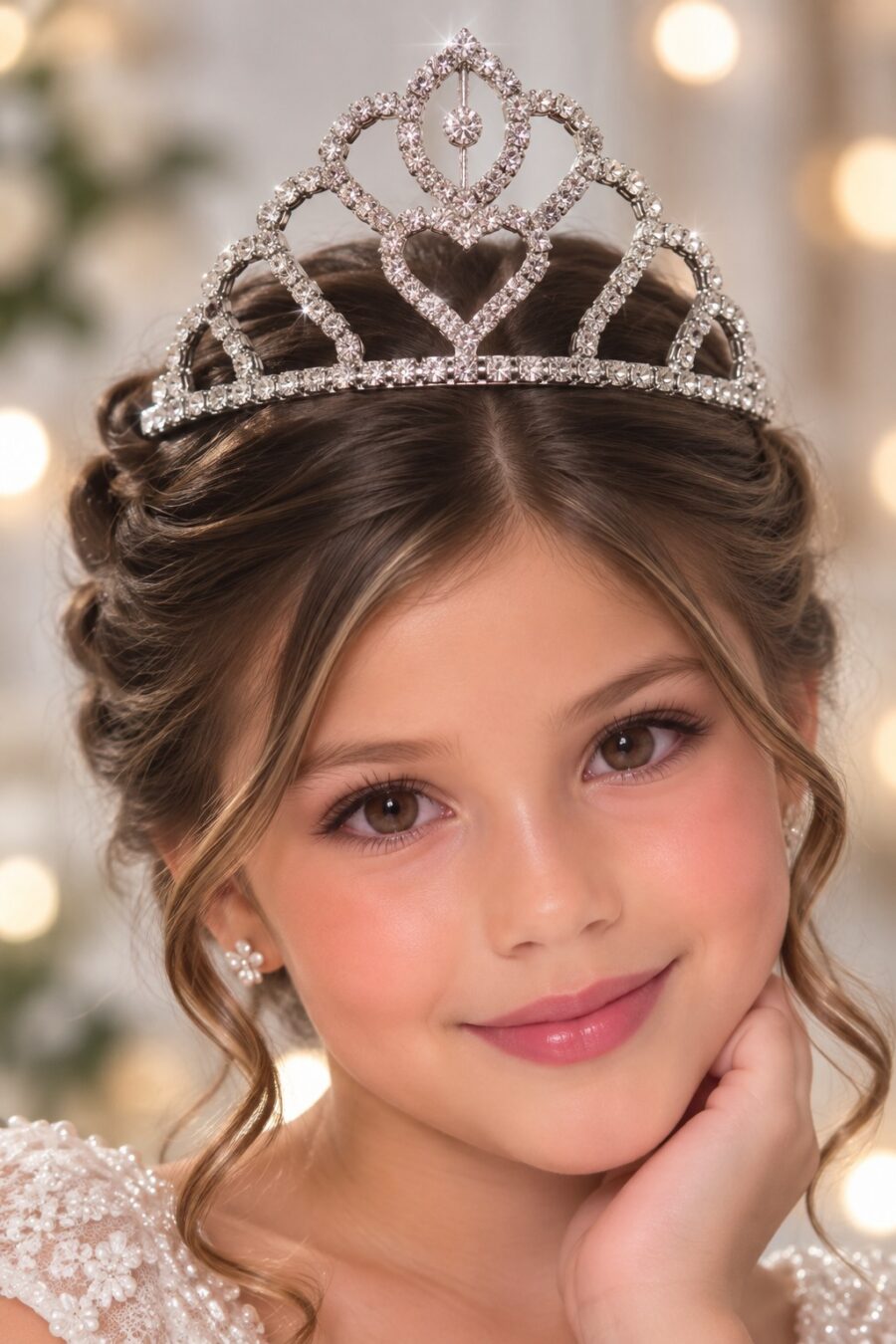 Coroa Belli Metal e Strass Prata Maitê