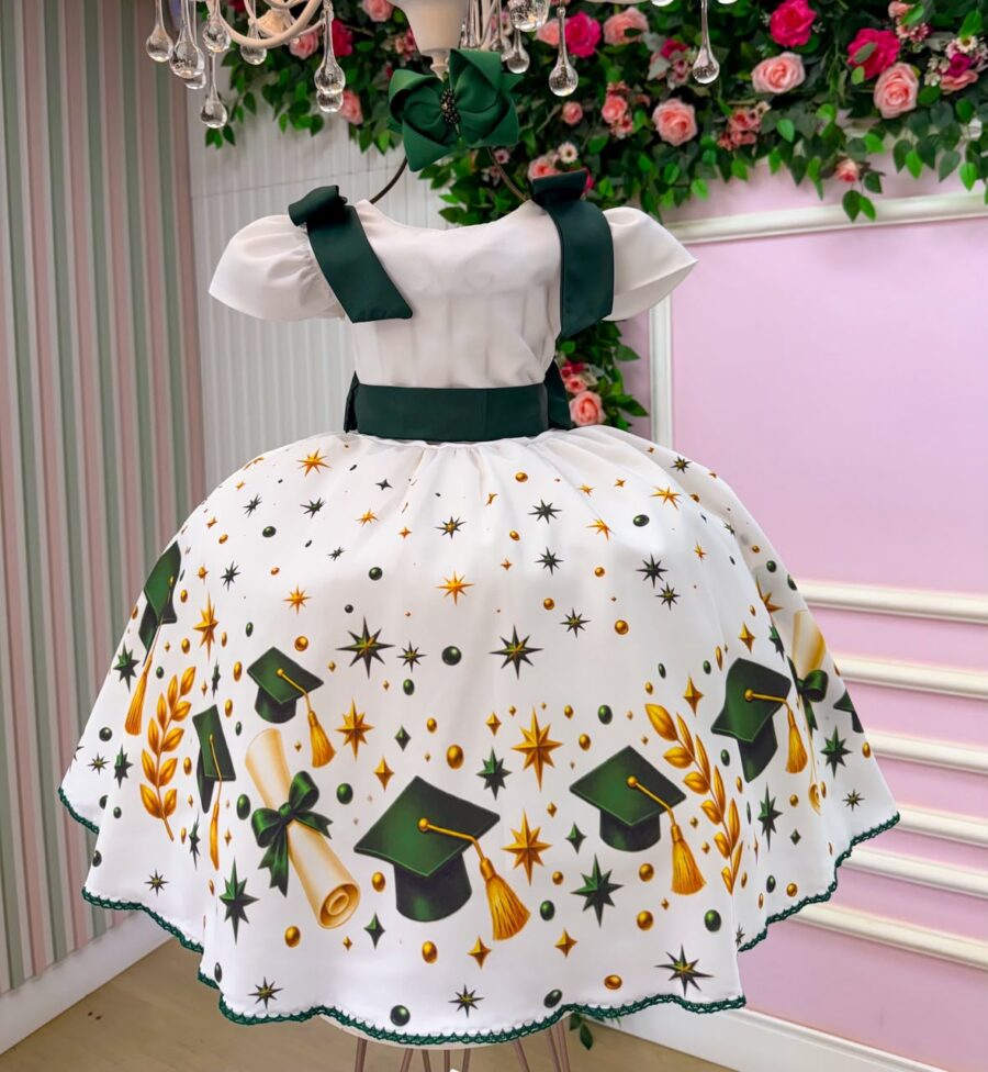 Vestido Infantil Formatura ABC Marie Verde Esmeralda