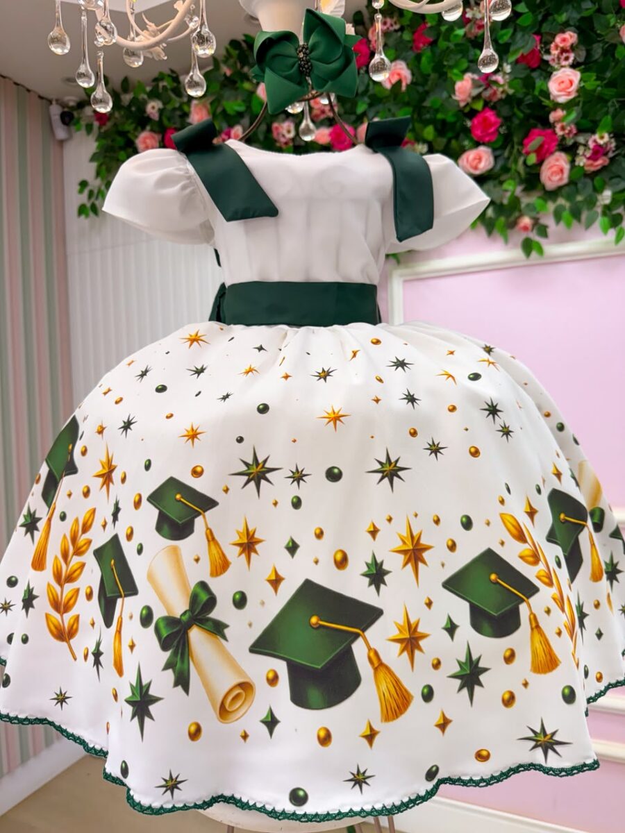 Vestido Infantil Formatura ABC Marie Verde Esmeralda
