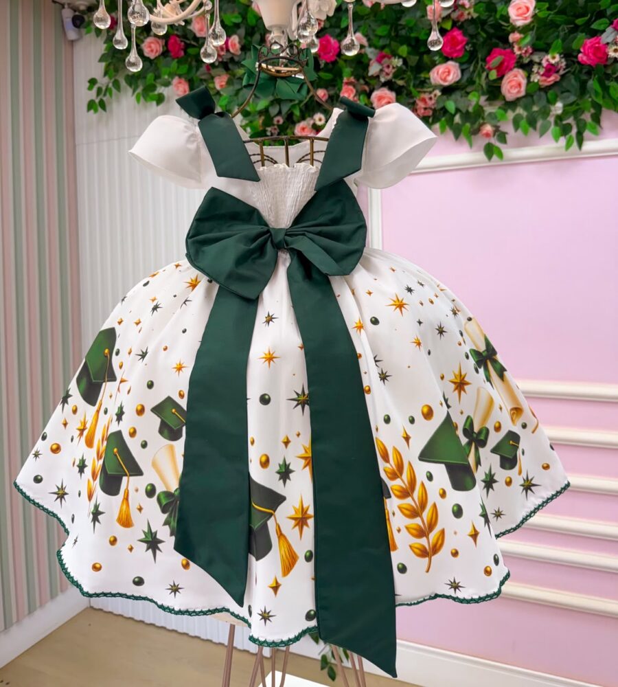 Vestido Infantil Formatura ABC Marie Verde Esmeralda
