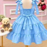 Vestido Infantil Blogueirinha Ursinho dos Sonhos Azul Bebê