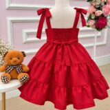 Vestido Infantil Blogueirinha Ursinho dos Sonhos Vermelho