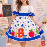 Vestido Infantil Marie Doce Formatura ABC Azul Royal