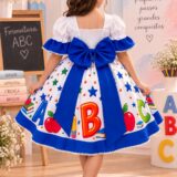 Vestido Infantil Marie Doce Formatura ABC Azul Royal