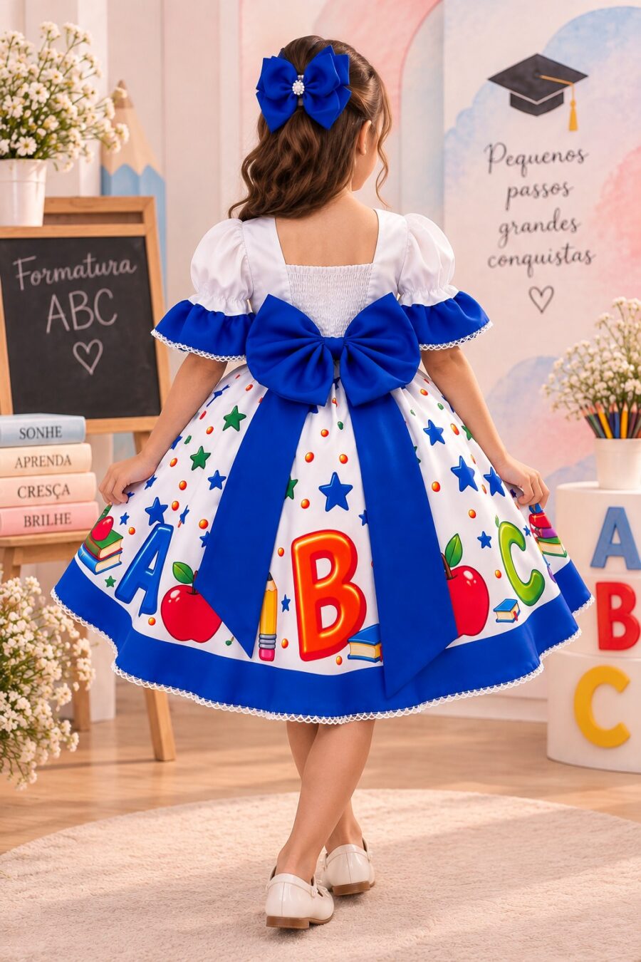 Vestido Infantil Marie Doce Formatura ABC Azul Royal