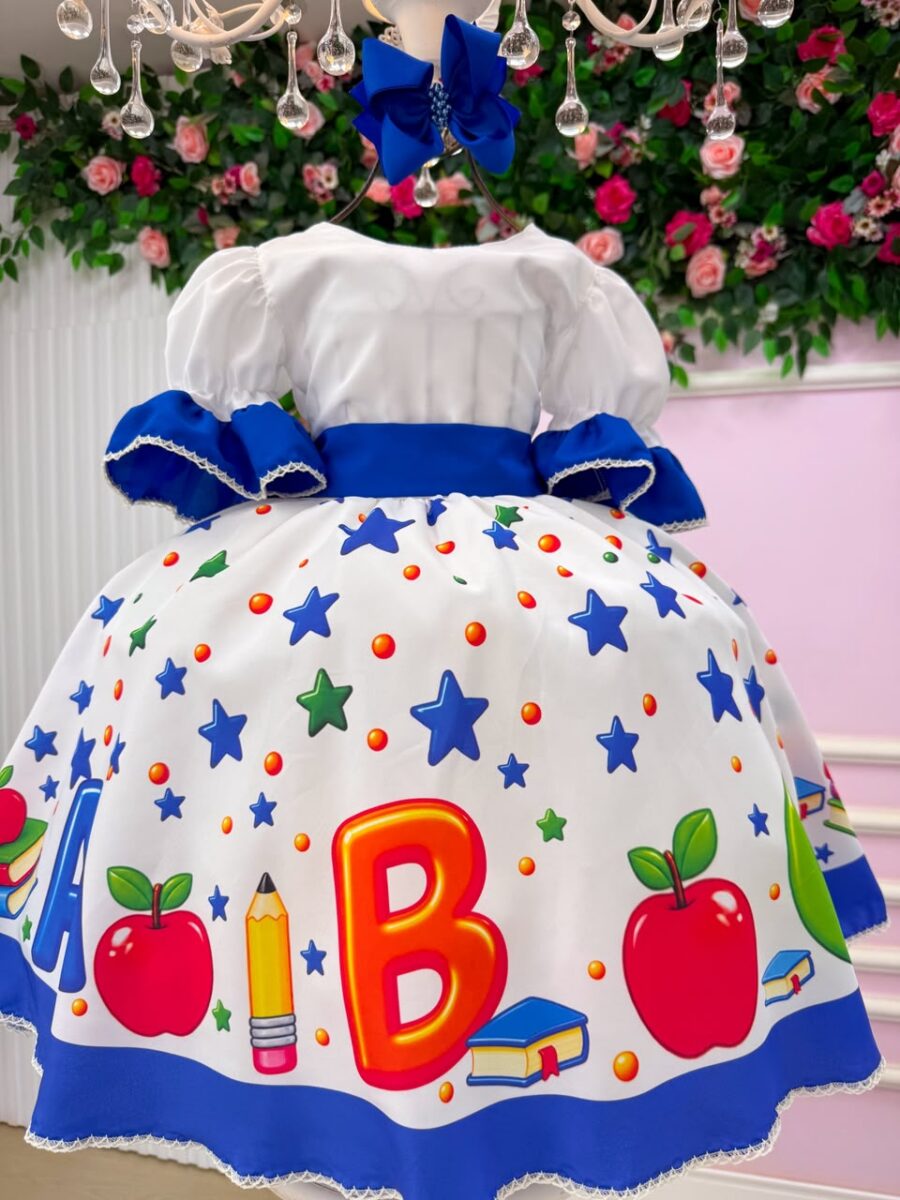 Vestido Infantil Marie Doce Formatura ABC Azul Royal